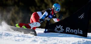 Patrizia Kummer wird vom FIS Fotografen Miha Matavz bei m Weltcuprennen in Rogla, Slovenien, abgelichtet.